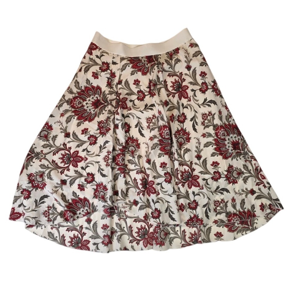 Tommy Bahama Womens S Calypso Paisley Skirt White Red 100% Silk High-Low NWT